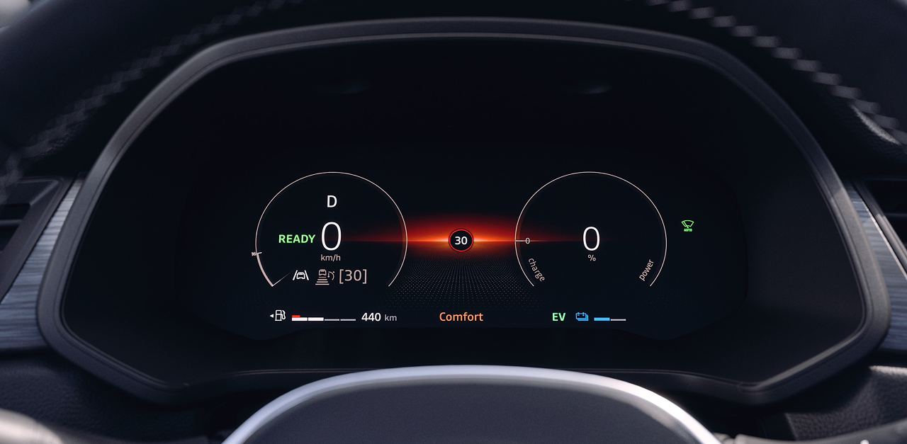Detailaufnahme der digitalen Tachoanzeige