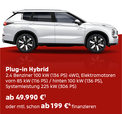 Wei&szlig;er Mitsubishi Outlander Select in der Seitenansicht mit Preis- und Ausstattungsinfo